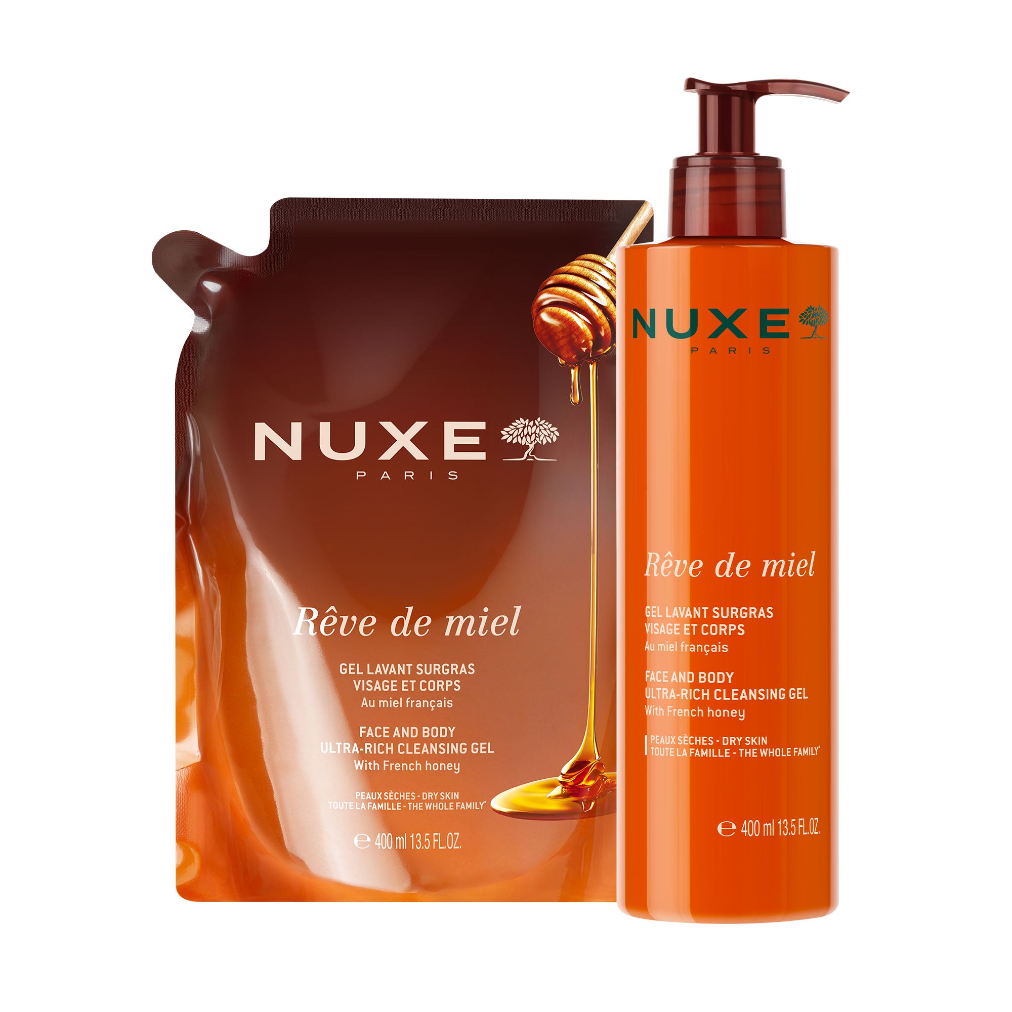 Gel detergente surgrassante liporestitutivo viso e corpo, Rêve de Miel® & la sua ricarica