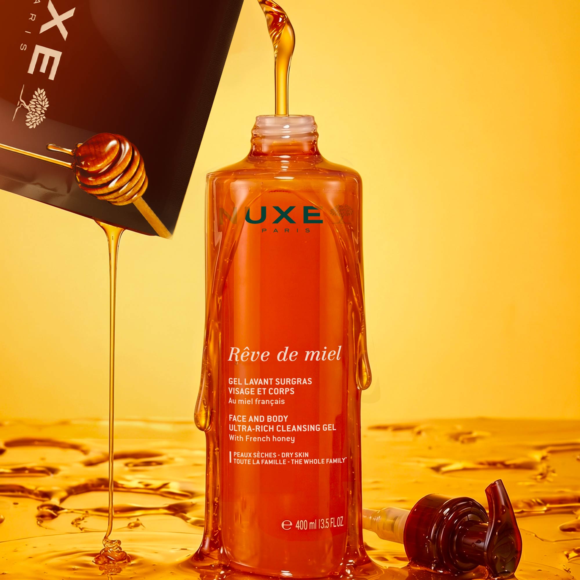 Gel detergente surgrassante liporestitutivo viso e corpo, Rêve de Miel® & la sua ricarica